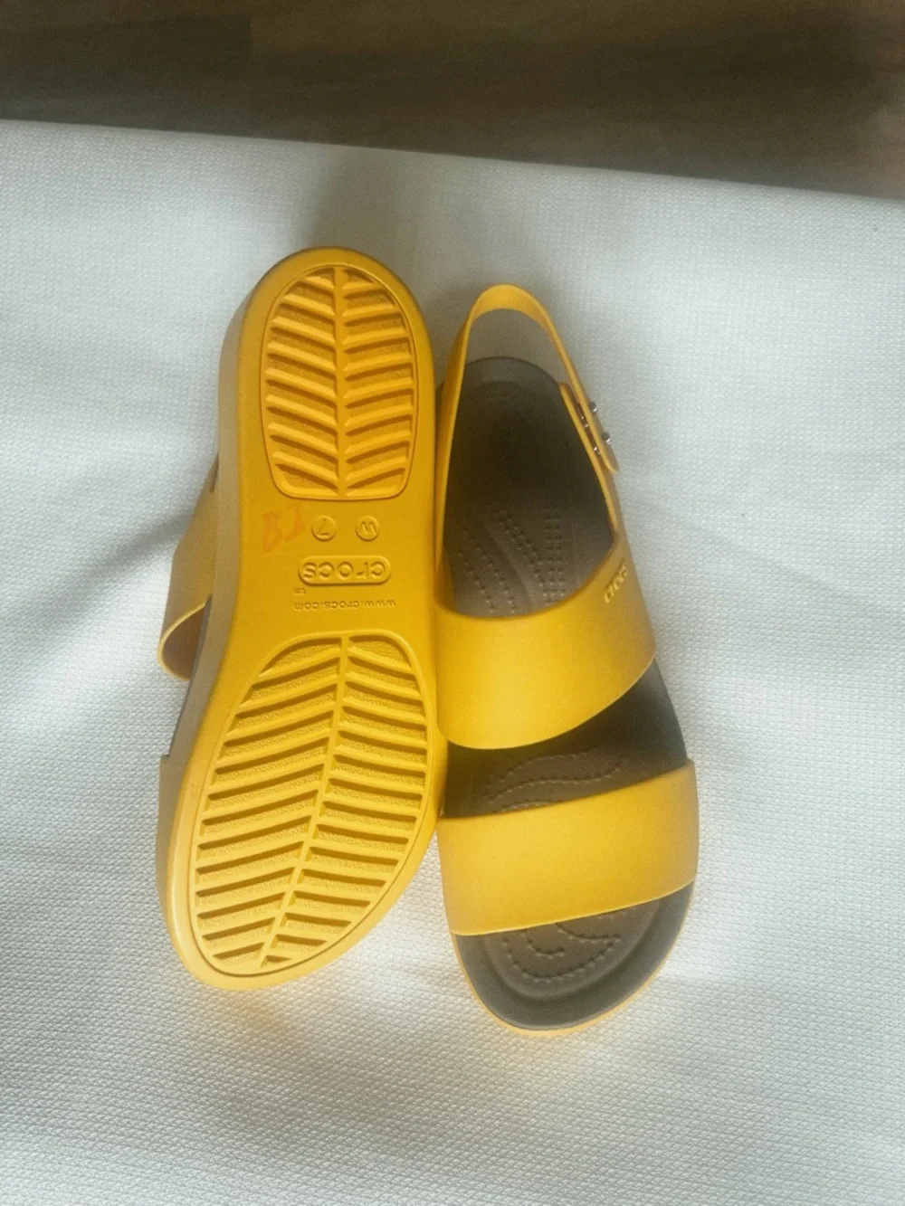 CROCS Yellow Platform Slingback Sandals - Picture 6 of 11